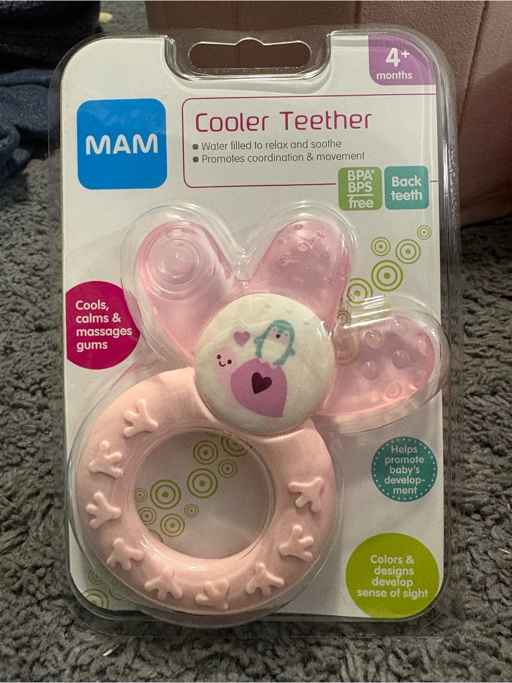 NWT Mam Pink Cooler Teether - for ages 4+ months